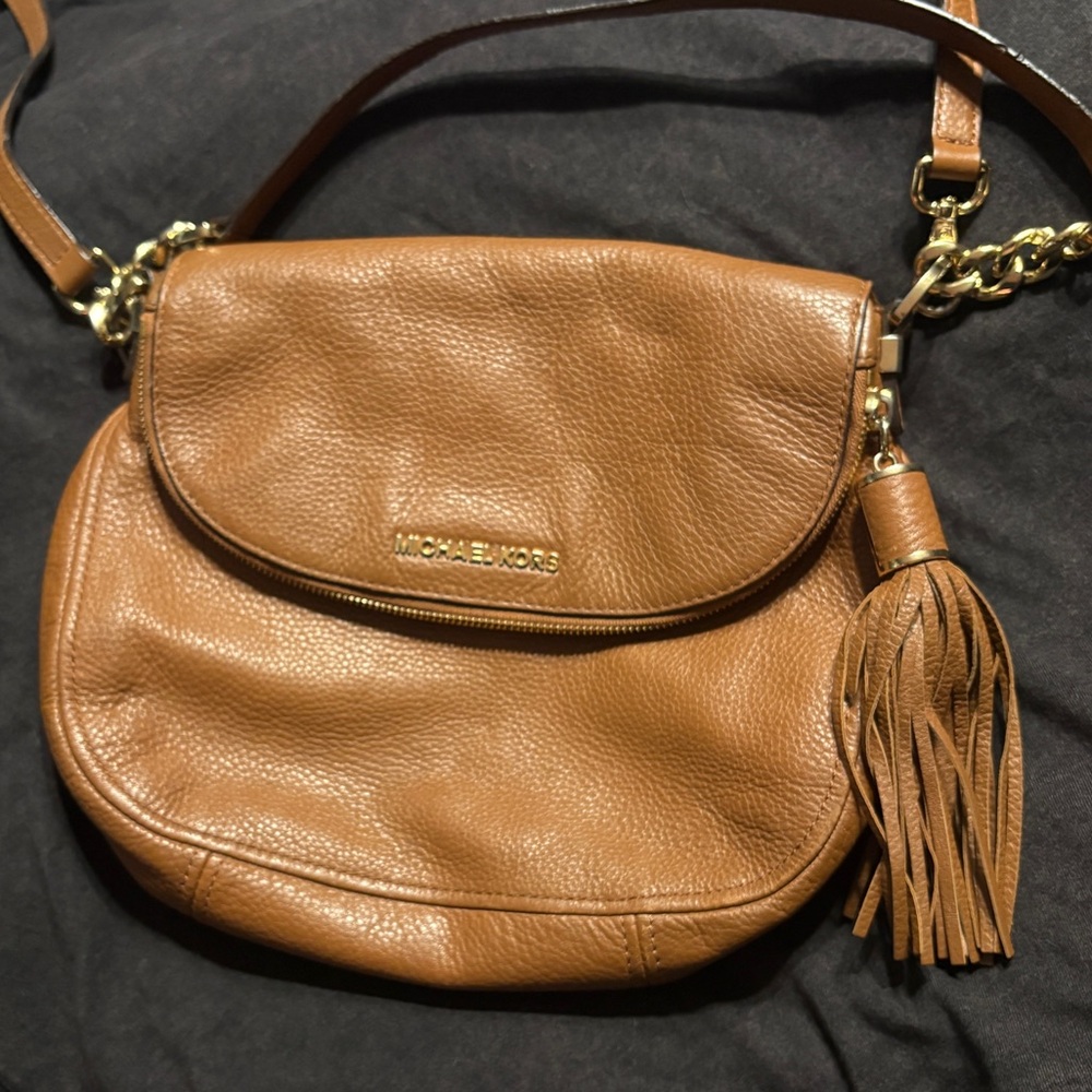 Michael Kors Bedford Brown Leather Crossbody with Tassel